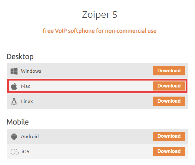 Скачивание Zoiper для macOS с официального сайта